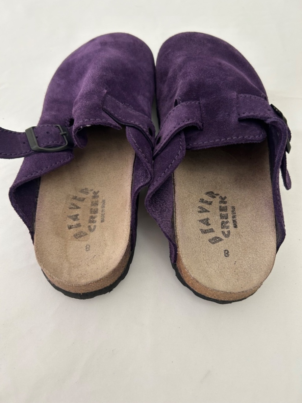Beaver Creek Plum Purple Suede and Cork Slip-on Clogs Mules Size 8 - Picture 9 of 10